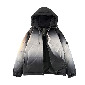 ZD gradient color mens puffer jacket with hood