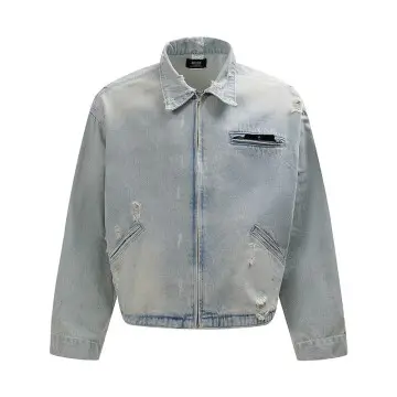 ZD distressed oversize denim bomber jacket for men