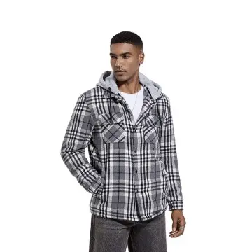 ZD plaid print woolen hooded jacket men