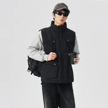 ZD multi-pocket sleeveless beige puffer jacket