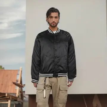 ZD  Embroidery Satin Bomber Jackets Mens Letterman Jacket