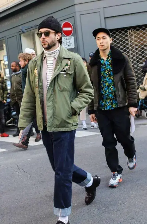 To create a retro style in winter, a “work jacket” is indispensable