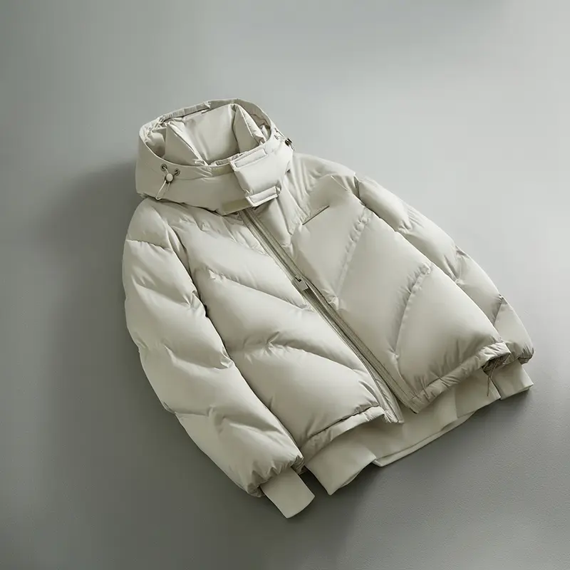 ZD white puffer jacket with detachable hood