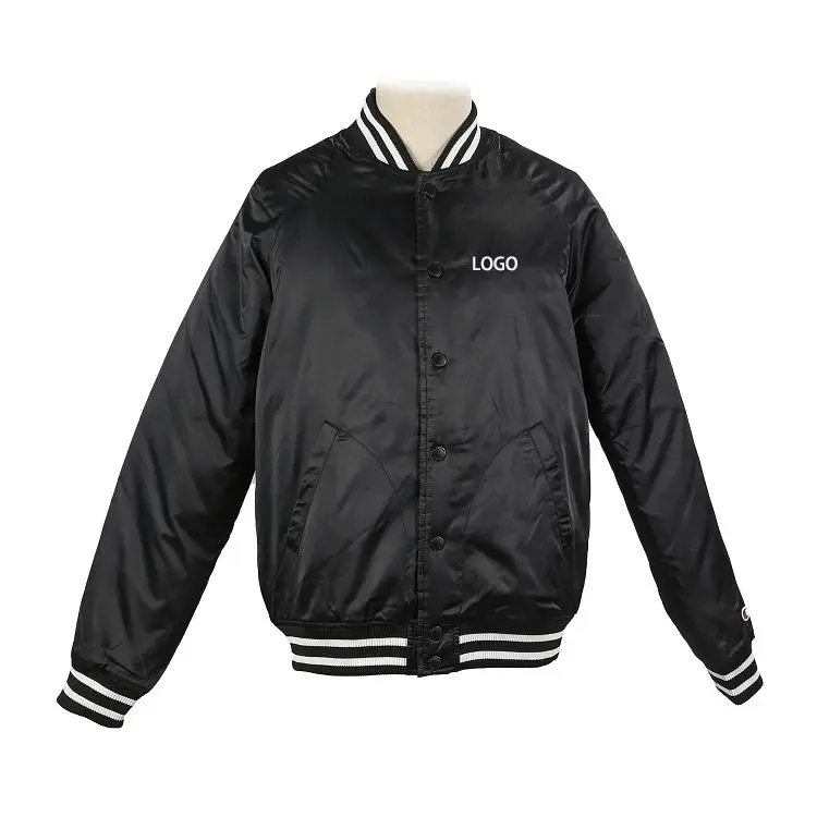 ZD  Embroidery Satin Bomber Jackets Mens Letterman Jacket