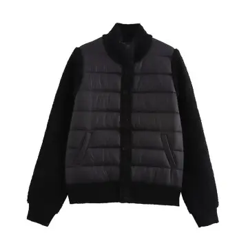 ZD knit sleeves polyester-padded white puffer jacket