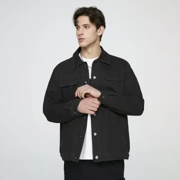 ZD single breasted fake denim bomber jacket