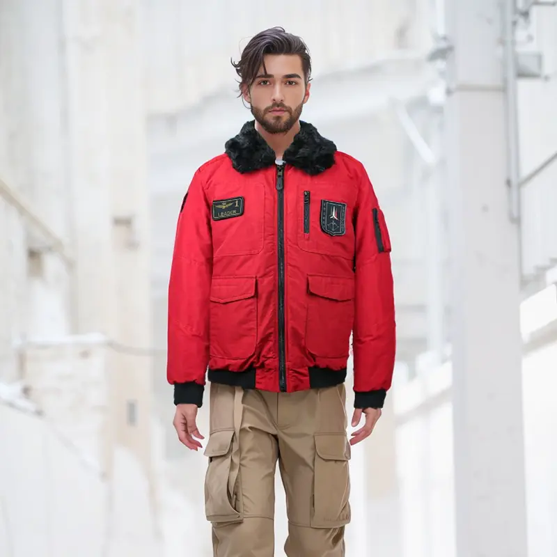 ZD Men's Detachable Fake Fur Collar Puffer Jacket