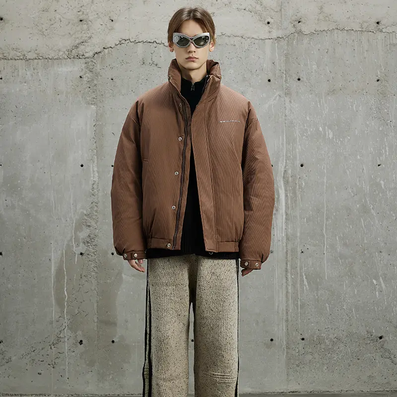 ZD stand collar mens white puffer jacket