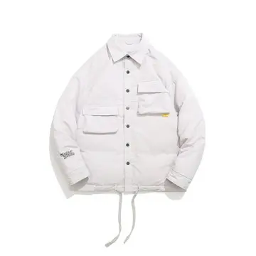ZD turn down collar unisex white puffer jacket