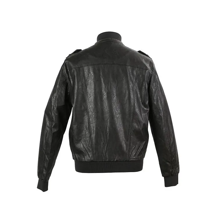 ZD Men's custom logo black leather jacket