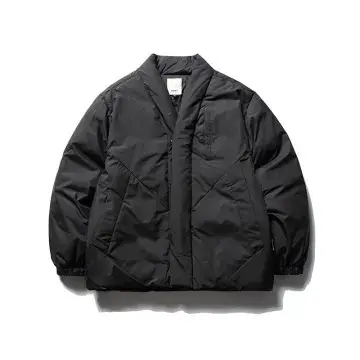 ZD V neck solid mens black puffer jacket.jpg