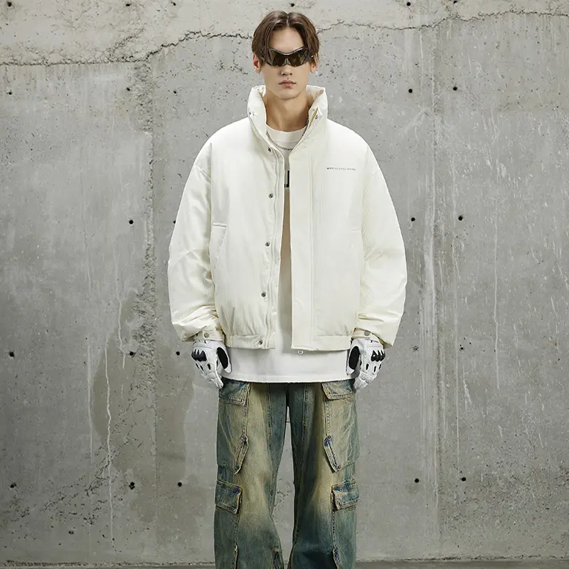 ZD stand collar mens white puffer jacket