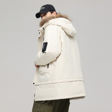 ZD detachable hem & fur long down jacket