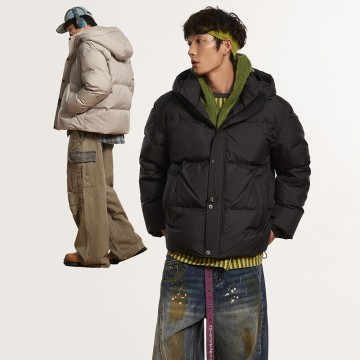 ZD casual hooded mens black puffer jacket