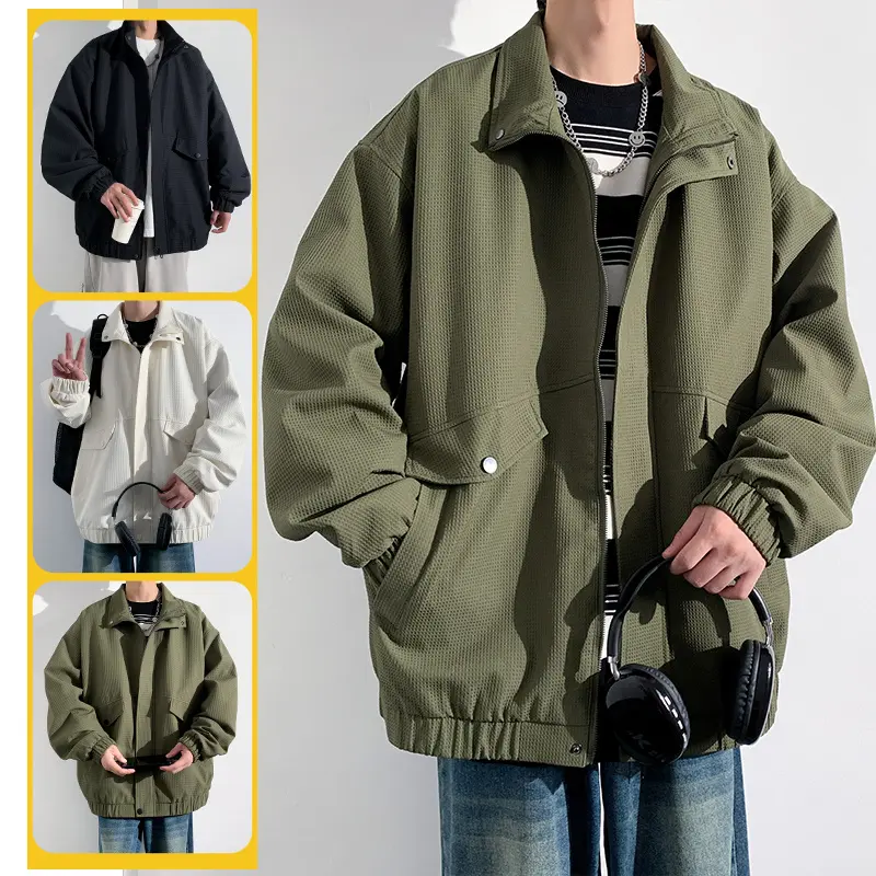 ZD stand collar vintage bomber jacket