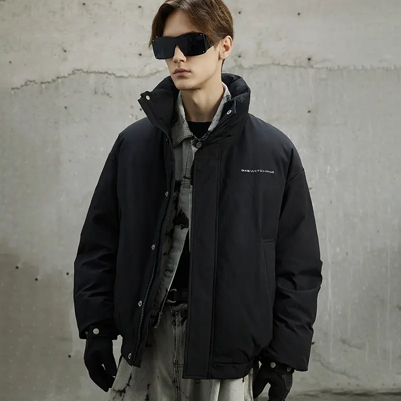 ZD stand collar mens white puffer jacket