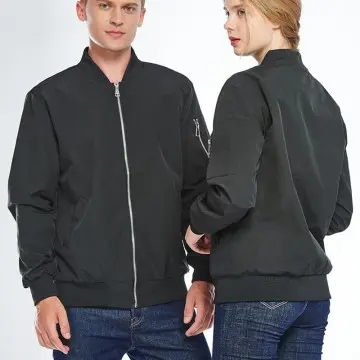 ZD solid color unisex green bomber jacket