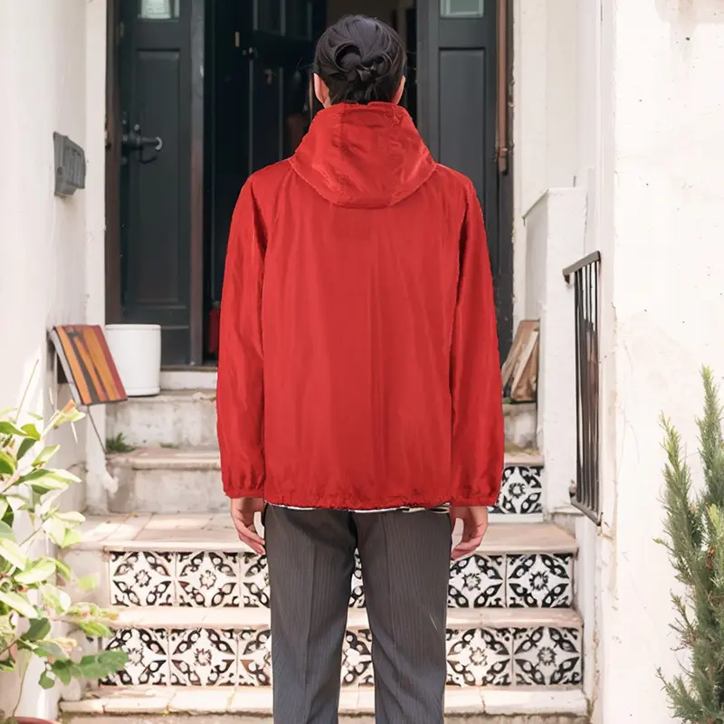 ZD Oversized Quarter Zip-Up Jacket Hooded Windbreaker Jacket for Men