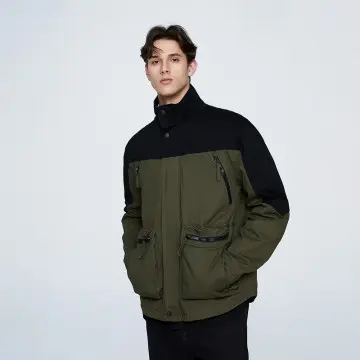ZD contrasting color green bomber jacket